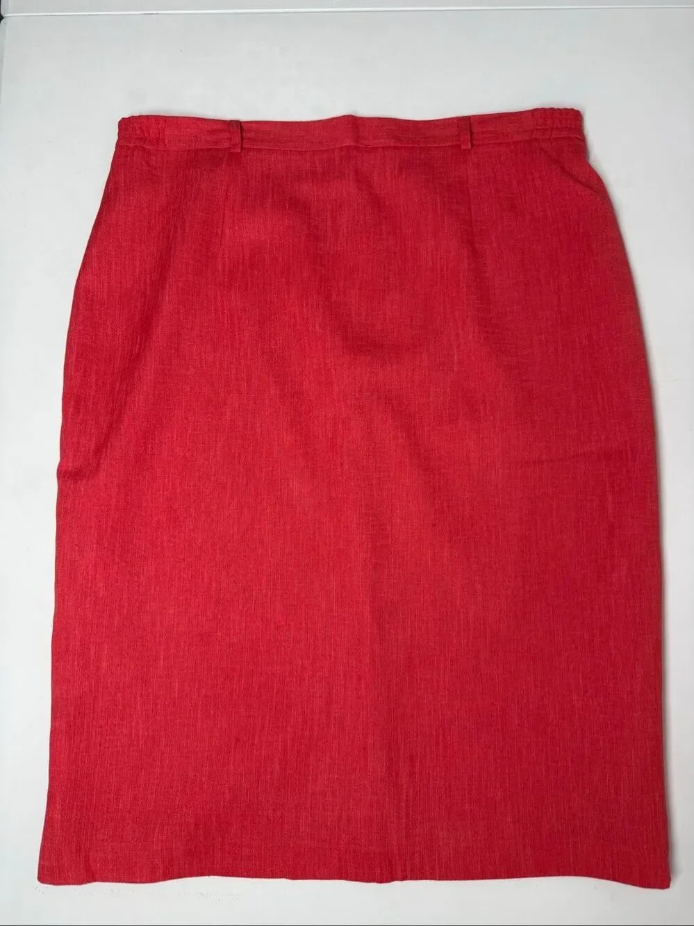 Devernois Vintage Red Linen Blend Pencil Skirt French Designer US XL
